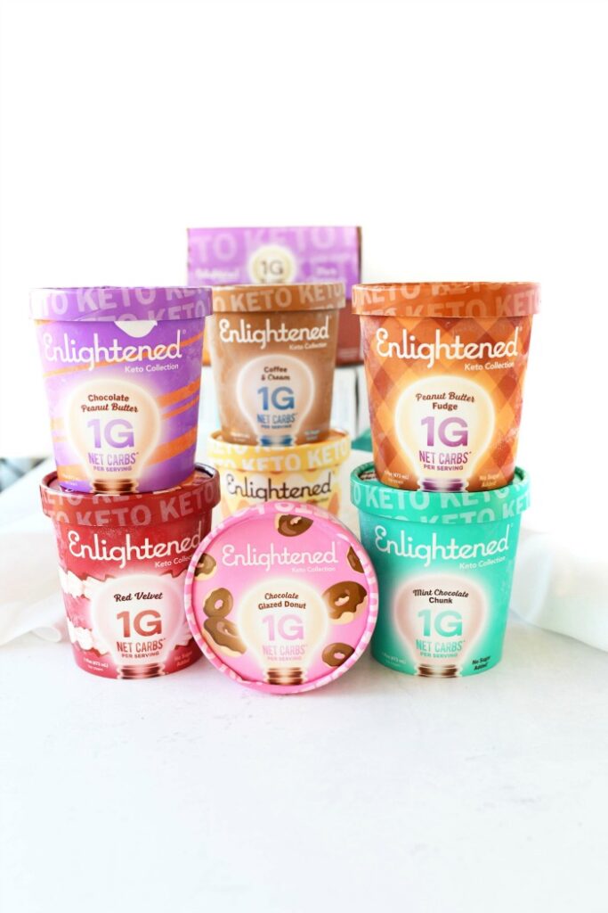 enlightened pint size ice cream cartons stacked on eachother